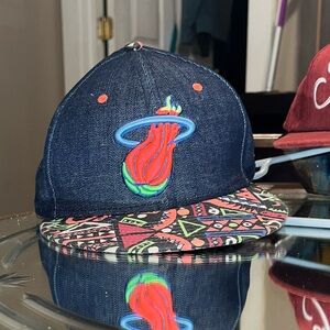 Miami Heat denim New Era NBA Hardwood Classics Blue & Multi Color 59Fifty Cap